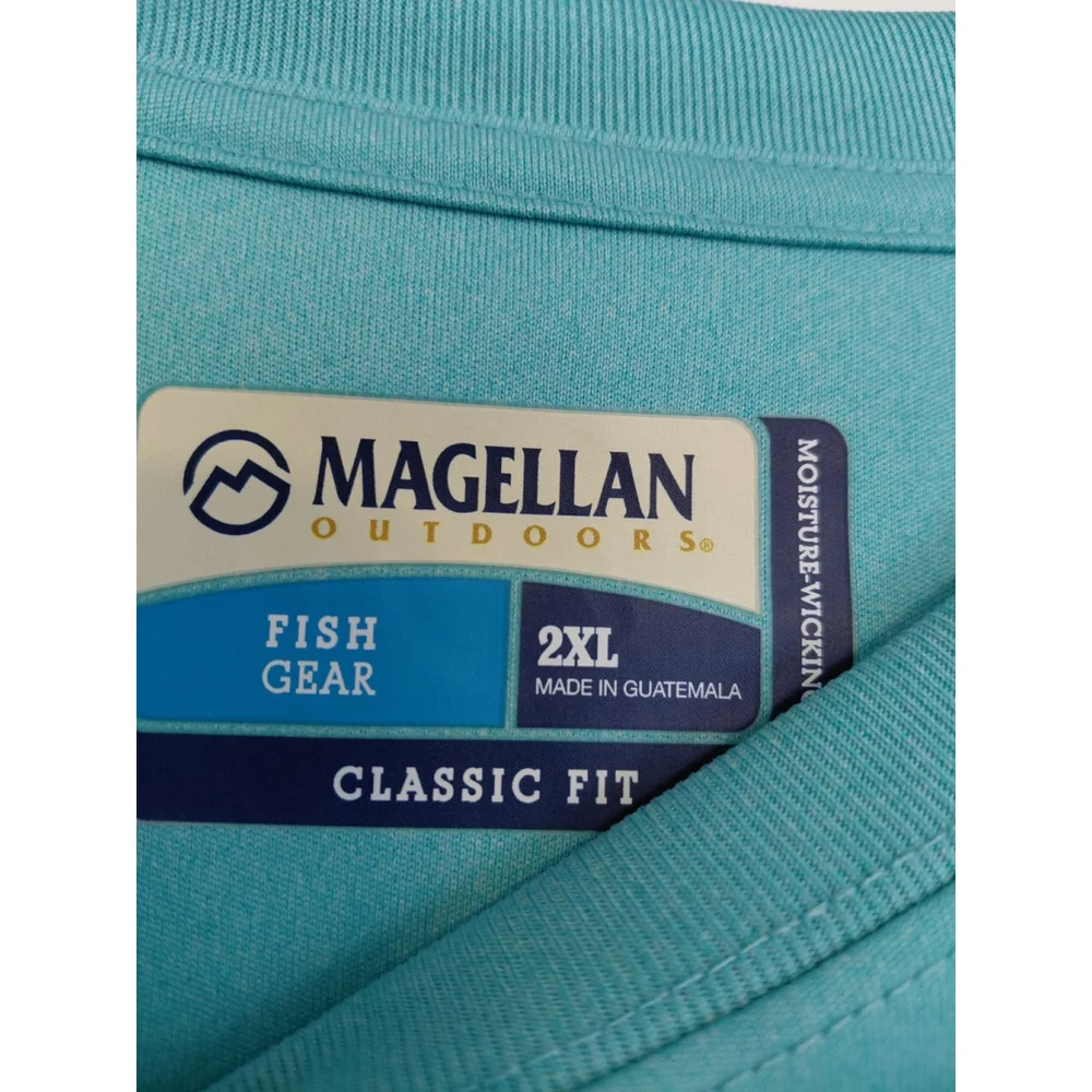 Mens 2XL Magellan Long Sleeve Dri Fit Fishing Gear Teal Moisture Wicking Shirt - Picture 3 of 4